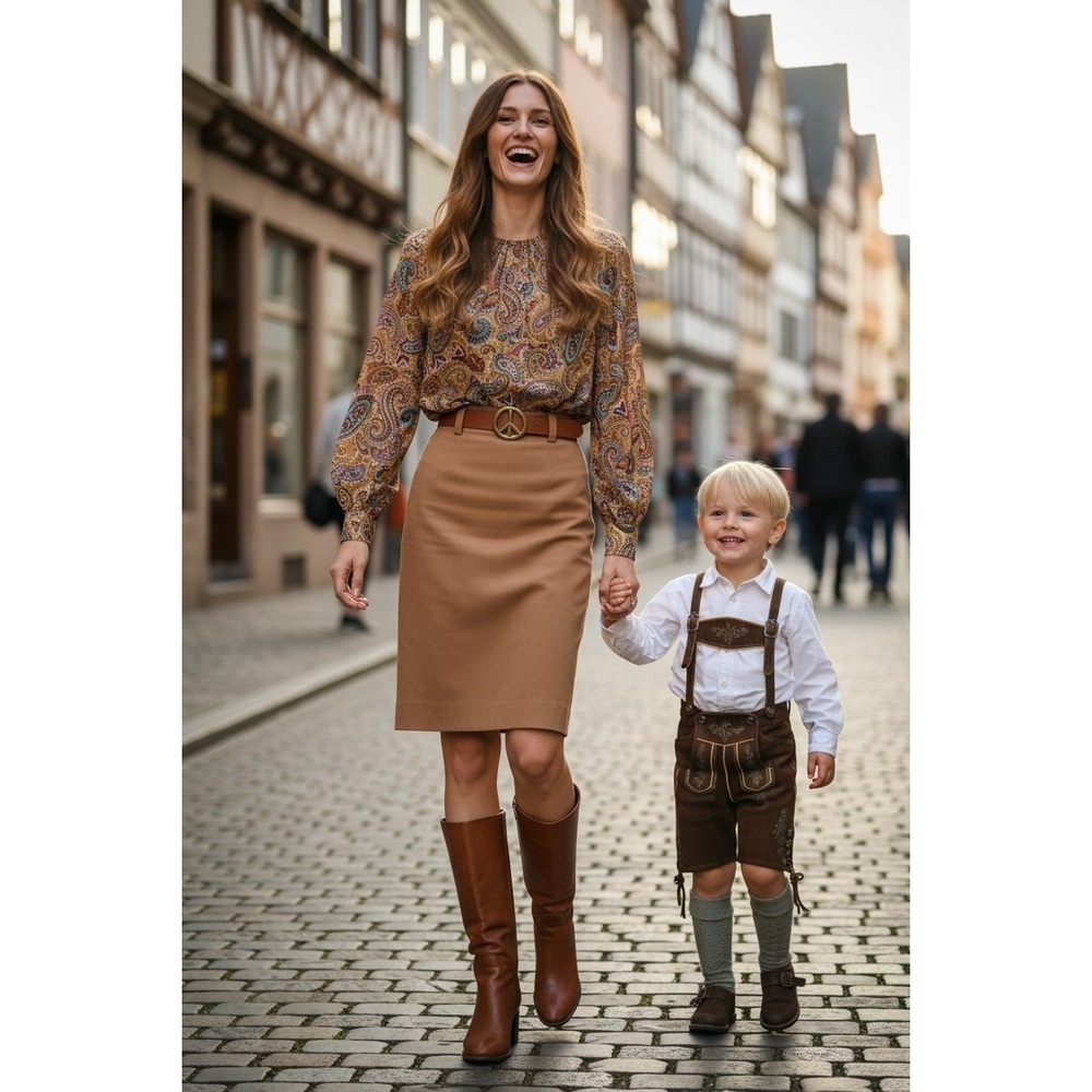 Vintage Mondi West Germany Camel‎ Tan Pencil Skirt High Waist Size 38 Old Money